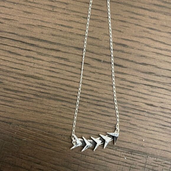 Howlite Chevron Necklace set in Sterling Silver and Sterling Silver Chain - Picture 2 of 5